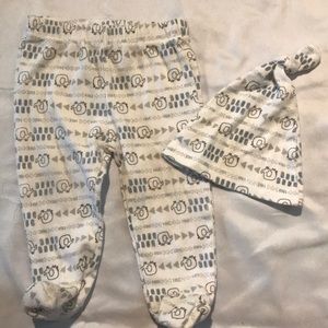 Hat & Footed Pants Matching Elephant Set
